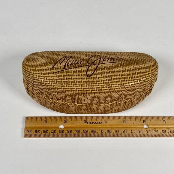 Maui Jim Sunglasses Large Clam Shell Hard Case Basket Weave Bamboo Print - Picture 2 of 6